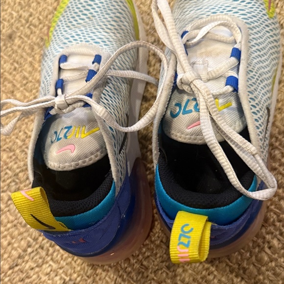 Nike Air Max270 Little Kids Sneakers in Blue, Yellow, and Pink - Picture 7 of 9